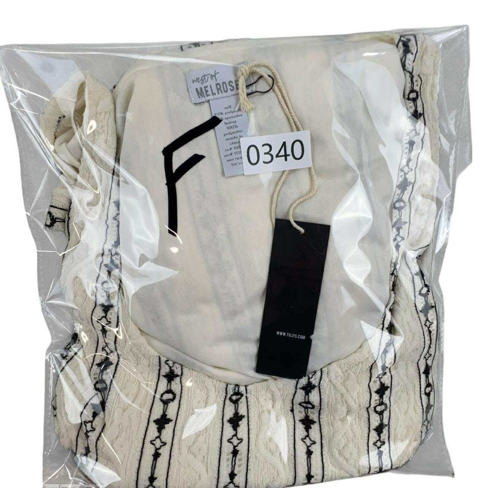 West of Melrose White Black Striped Lace Tie Waist Mini Dress NWT - Picture 9 of 15